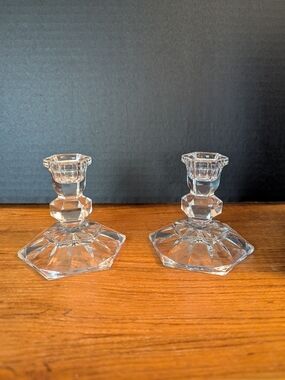 Vintage Towle 24% Lead Crystal Glass Candlestick Pair